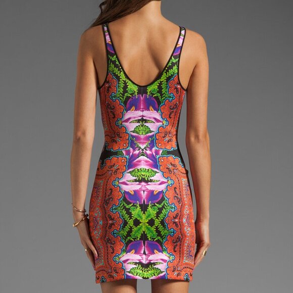 CLOVER CANYON Orchid Trip Neoprene Sleeveless Bodycon Dress XS - Picture 10 of 10